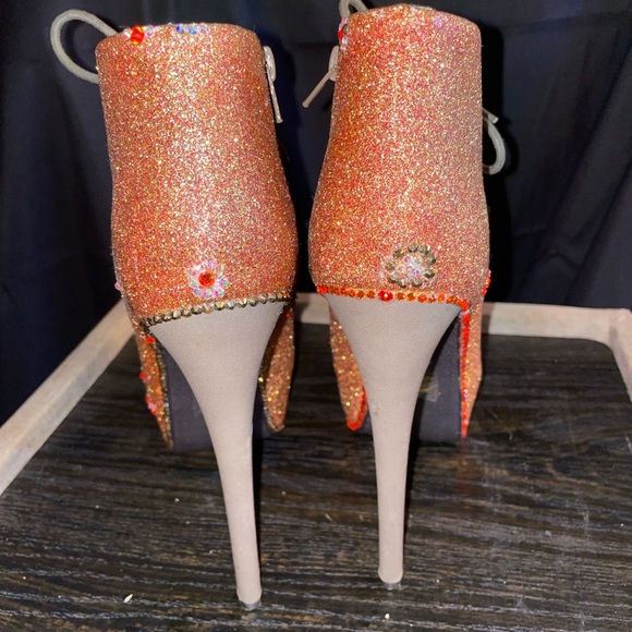 Charlotte Russe Glitter Lace-Up Boots - Orange - Picture 3 of 3